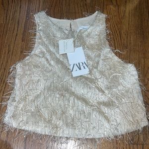 Zara Faux Feather Top ( EUC)